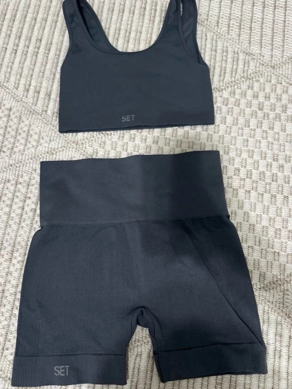 SET Active Black Ribbed High-Waist Bike set
